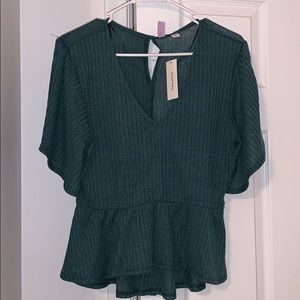 Green Cropped babydoll shirt